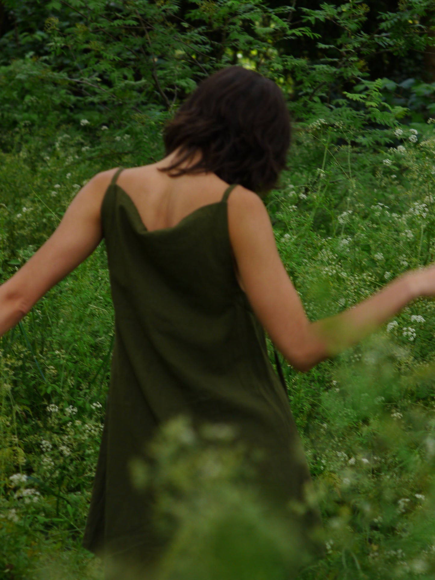 OLIVE LINEN DRESS
