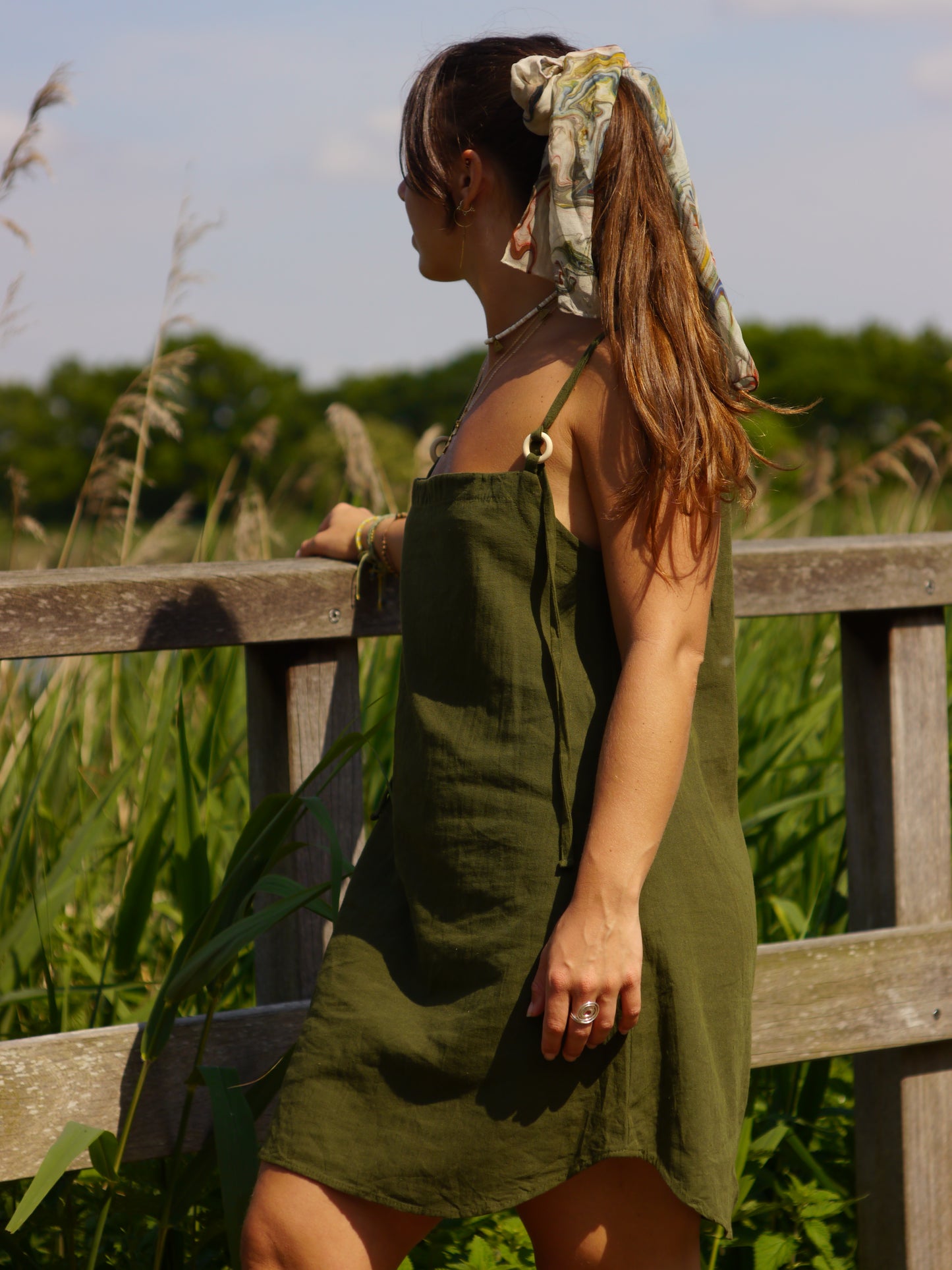 OLIVE LINEN DRESS
