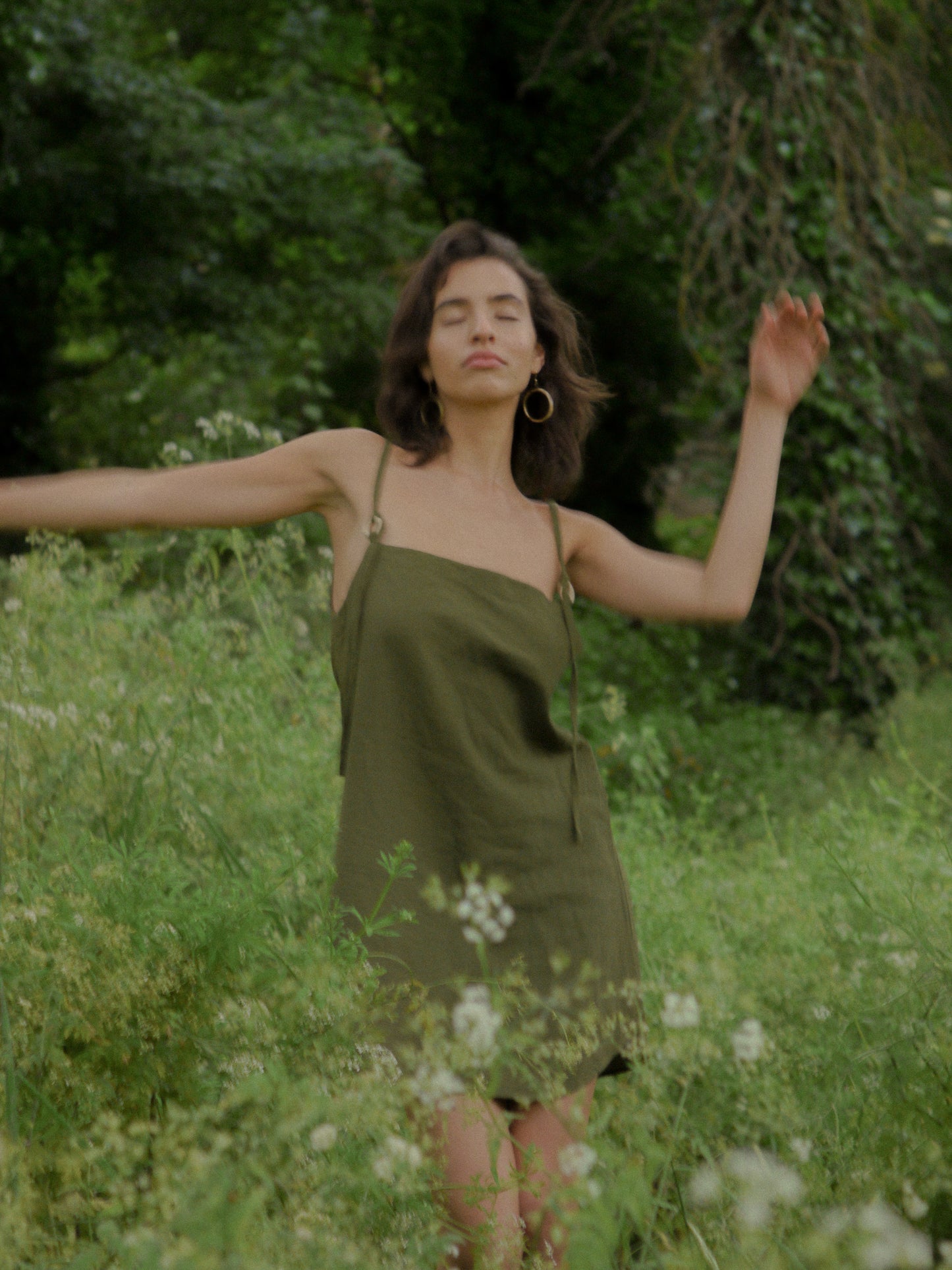 OLIVE LINEN DRESS