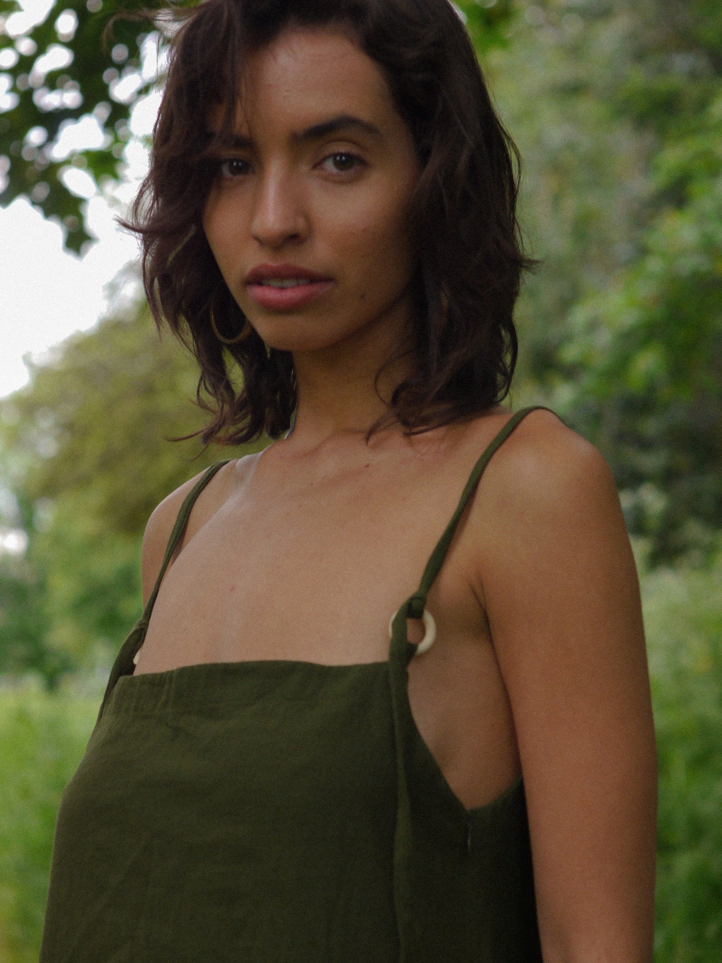 OLIVE LINEN DRESS