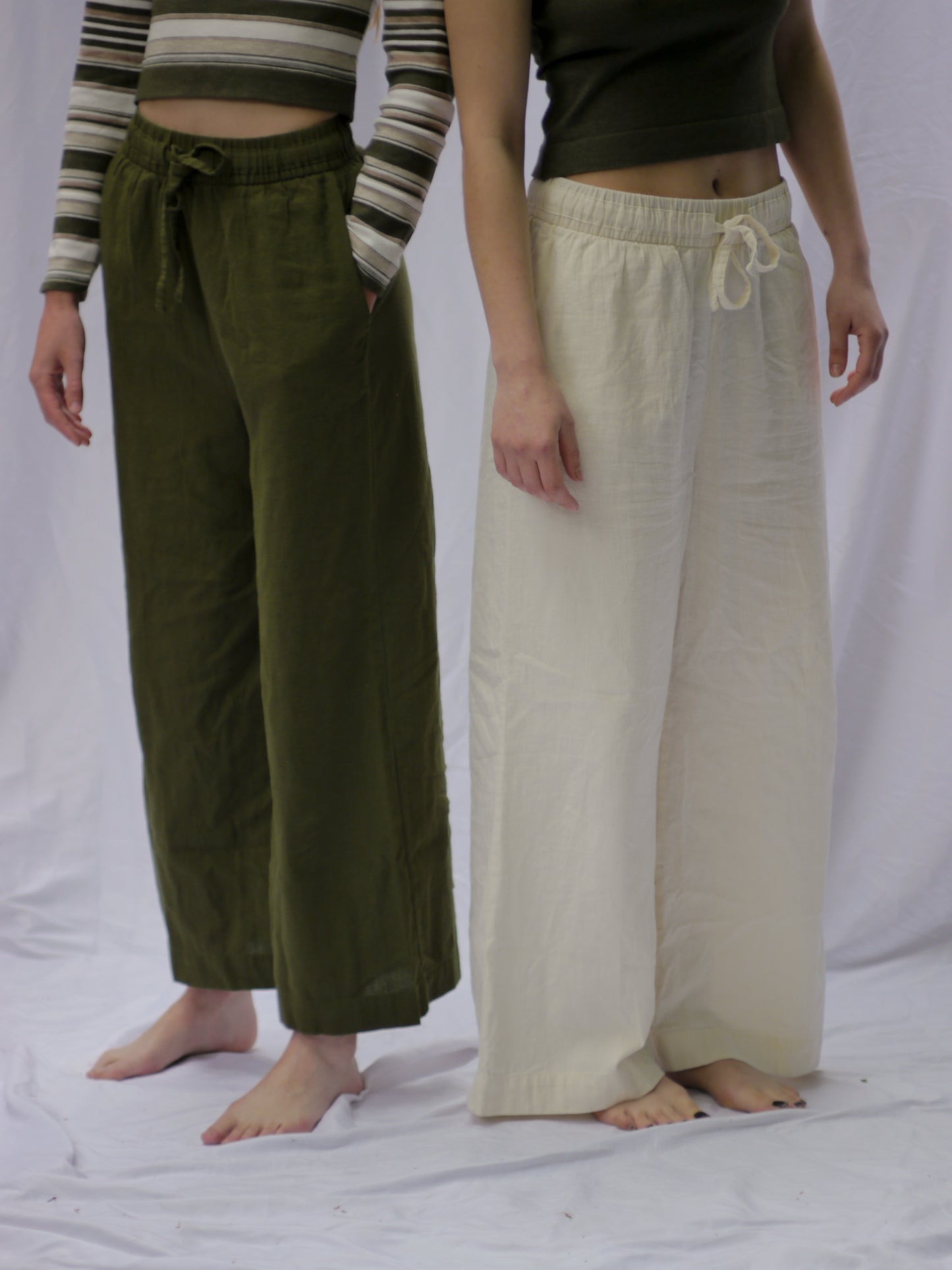 OLIVE LINEN TROUSERS