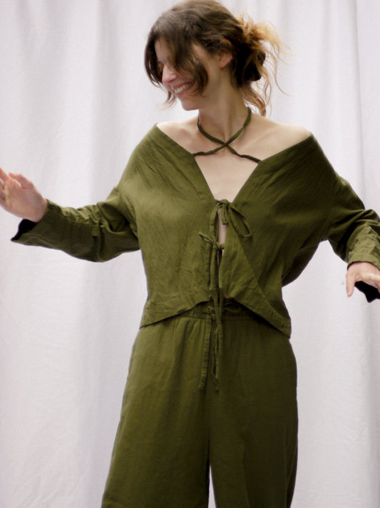 OLIVE LINEN TOP