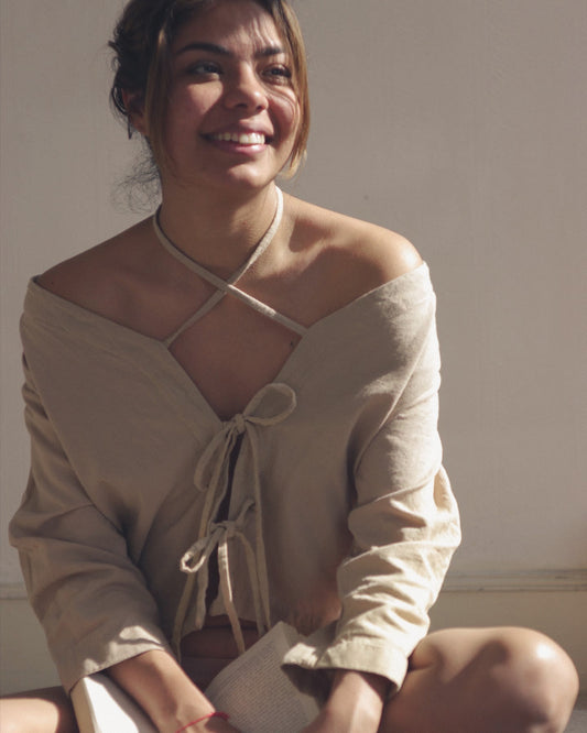 SAND LINEN TOP